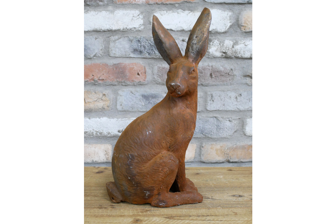 Rusty Cast Iron Rabbit Ornament | Decorative Garden & Home Sculpture