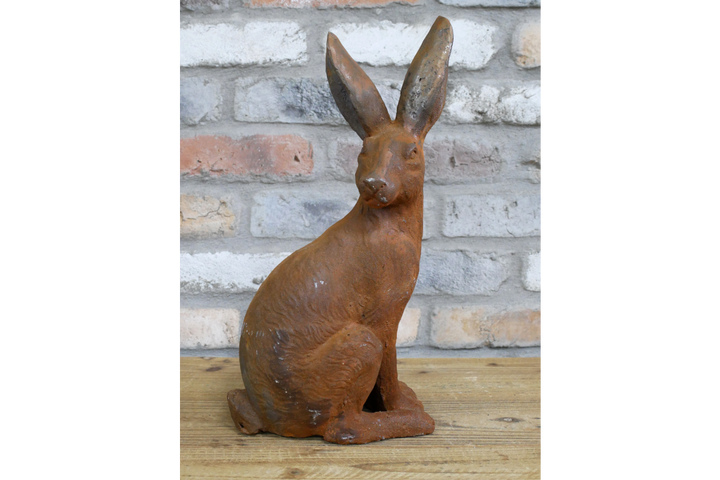 Rusty Cast Iron Rabbit Ornament | Decorative Garden & Home Sculpture
