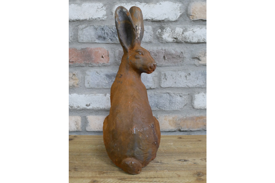Rusty Cast Iron Rabbit Ornament | Decorative Garden & Home Sculpture