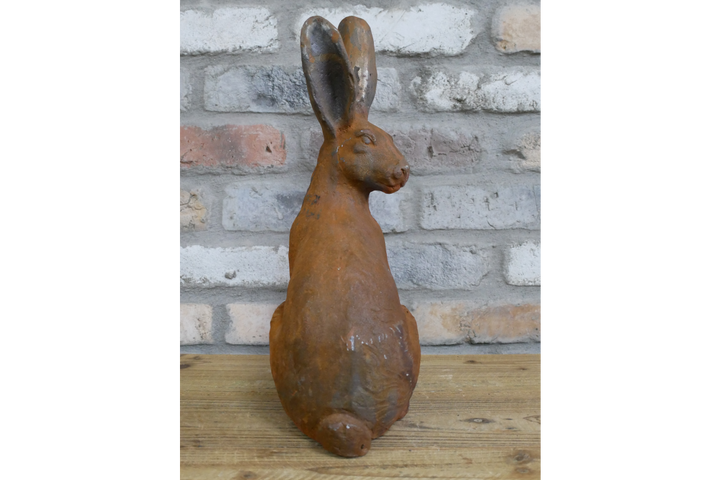Rusty Cast Iron Rabbit Ornament | Decorative Garden & Home Sculpture