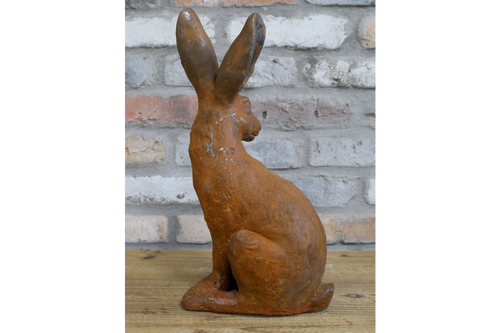 Rusty Cast Iron Rabbit Ornament | Decorative Garden & Home Sculpture