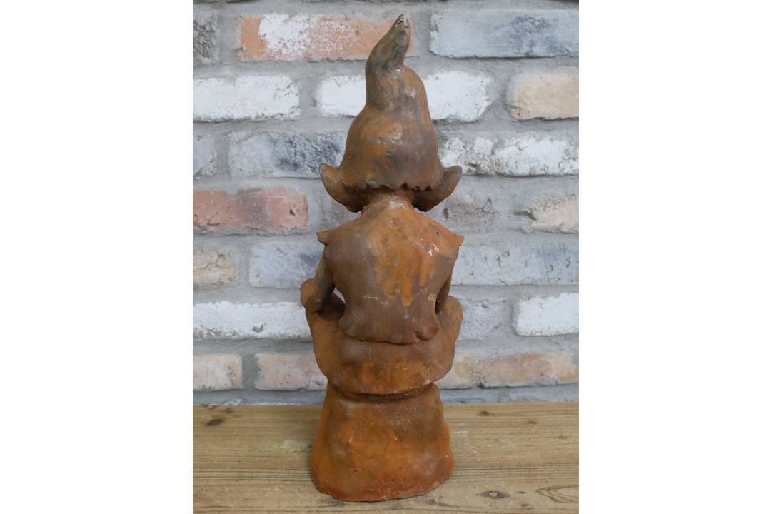 Rusty Cast Iron Elf Garden Sculptures | Whimsical Outdoor & Indoor Décor Figures