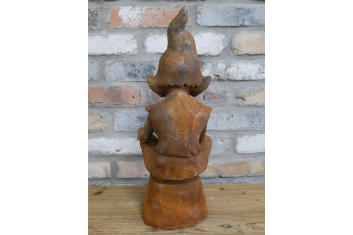 Rusty Cast Iron Elf Garden Sculptures | Whimsical Outdoor & Indoor Décor Figures