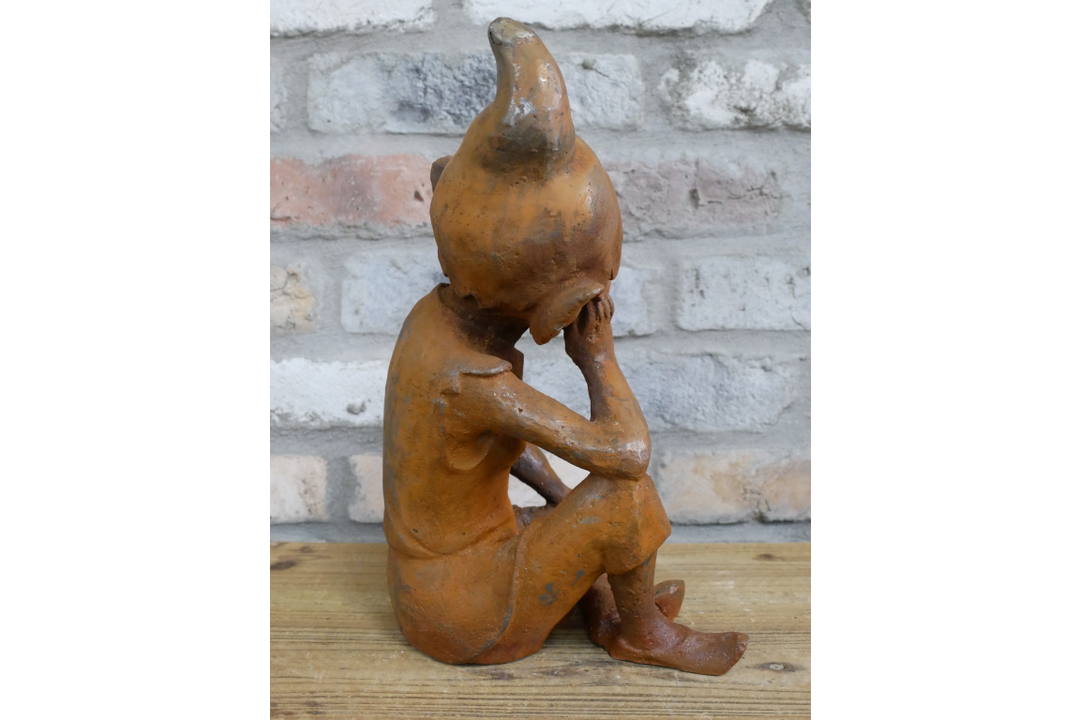 Rusty Cast Iron Elf Garden Sculptures | Whimsical Outdoor & Indoor Décor Figures