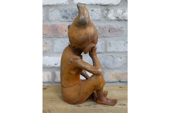Rusty Cast Iron Elf Garden Sculptures | Whimsical Outdoor & Indoor Décor Figures