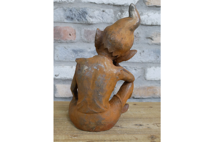 Rusty Cast Iron Elf Garden Sculptures | Whimsical Outdoor & Indoor Décor Figures