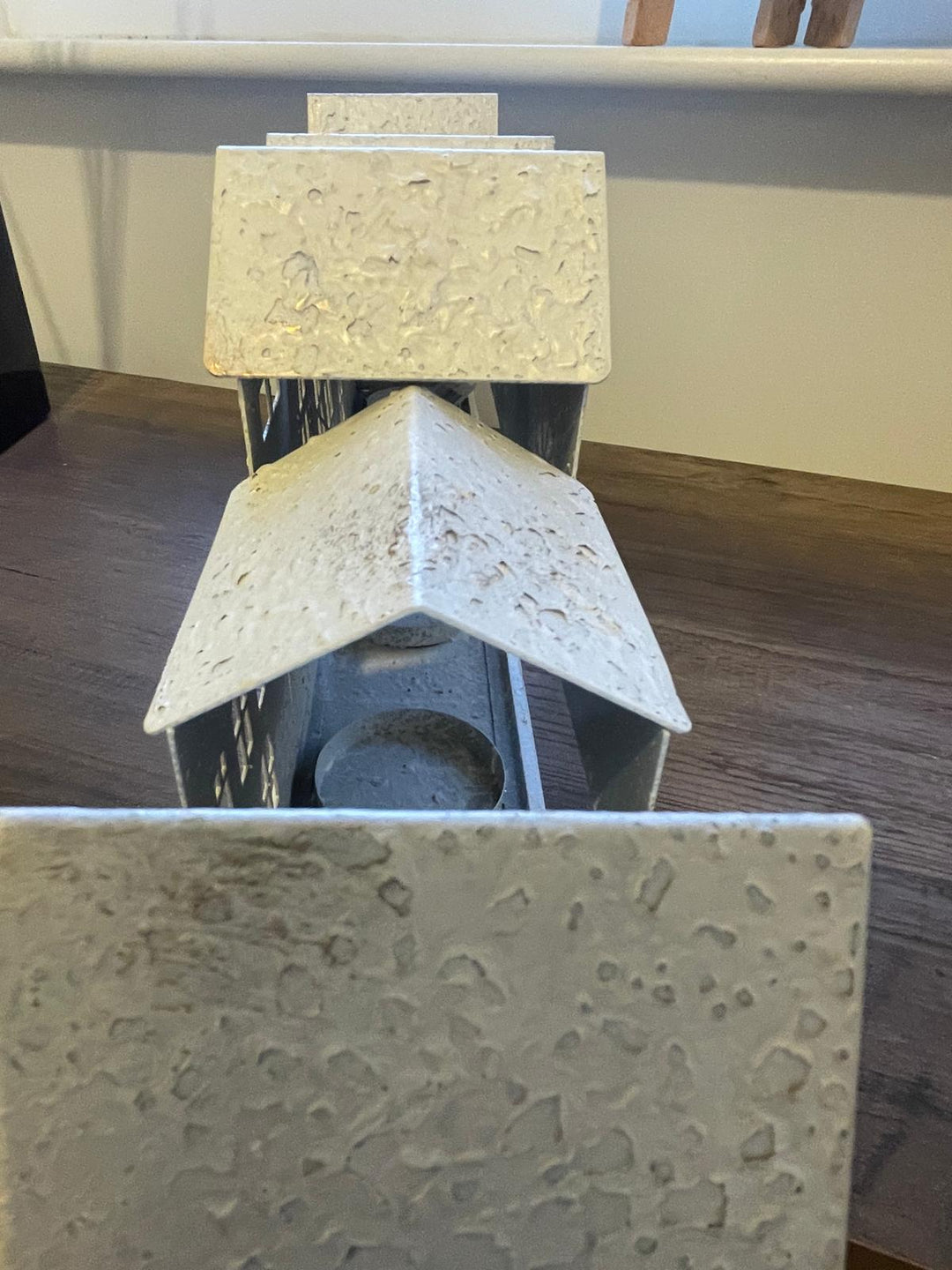 White Metal Houses Candle/Tealight Holder Rustic Decor with Cut-Out Windows