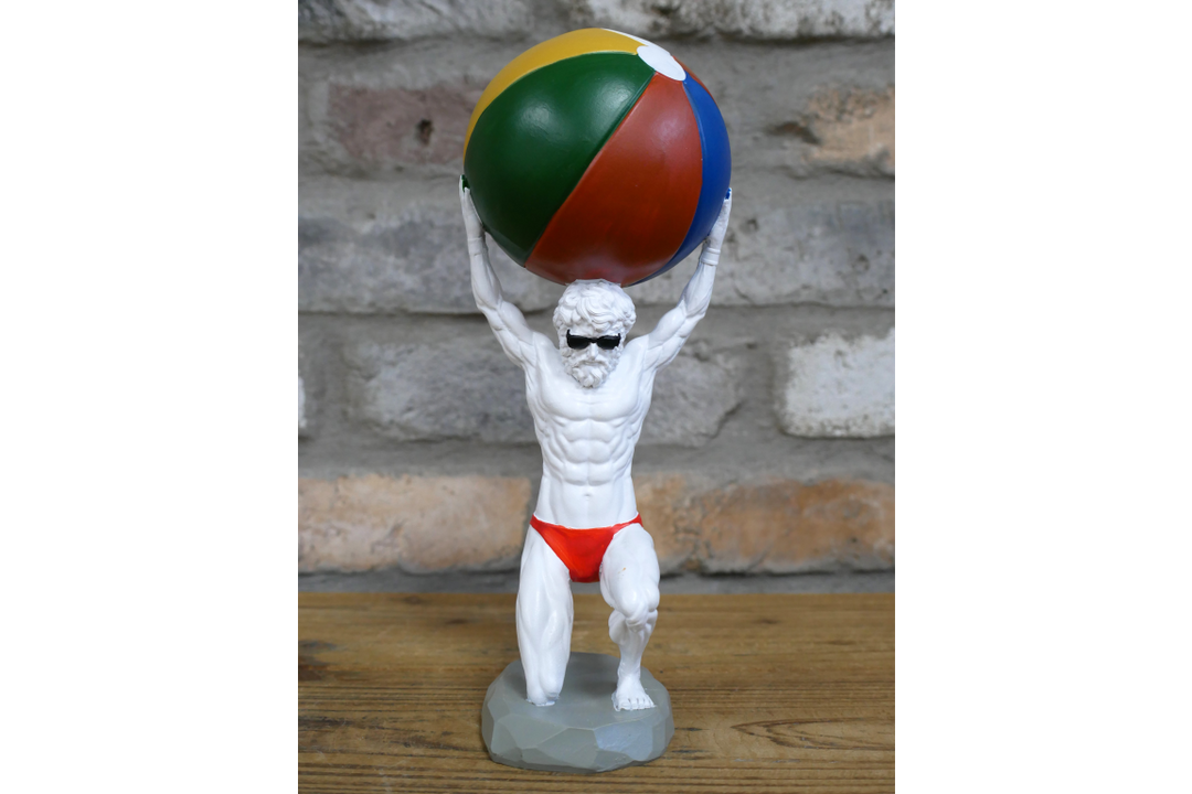 Atlas at the beach Statue Holding colourful ball above his head resin ornament