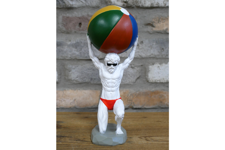 Atlas at the beach Statue Holding colourful ball above his head resin ornament