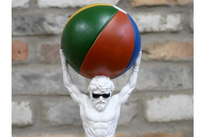 Atlas at the beach Statue Holding colourful ball above his head resin ornament