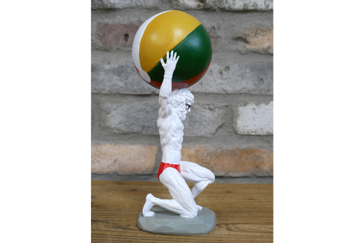 Atlas at the beach Statue Holding colourful ball above his head resin ornament