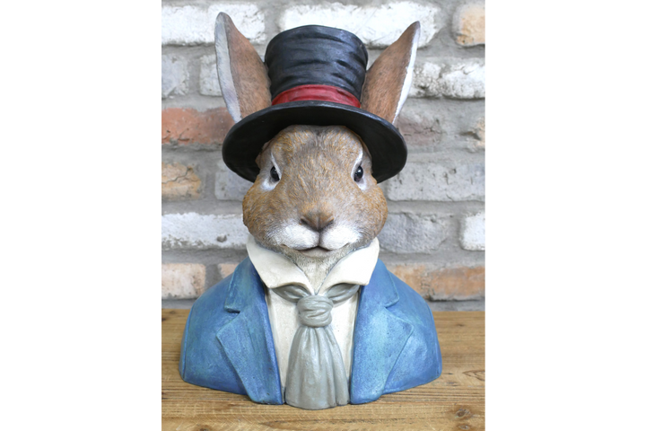 Rabbit Bust Resin Ornament Wearing Suit and Hat – quirky Home Décor