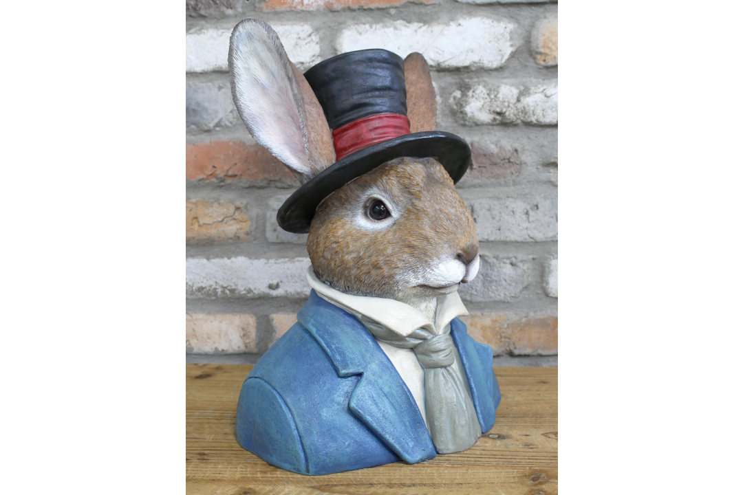 Rabbit Bust Resin Ornament Wearing Suit and Hat – quirky Home Décor
