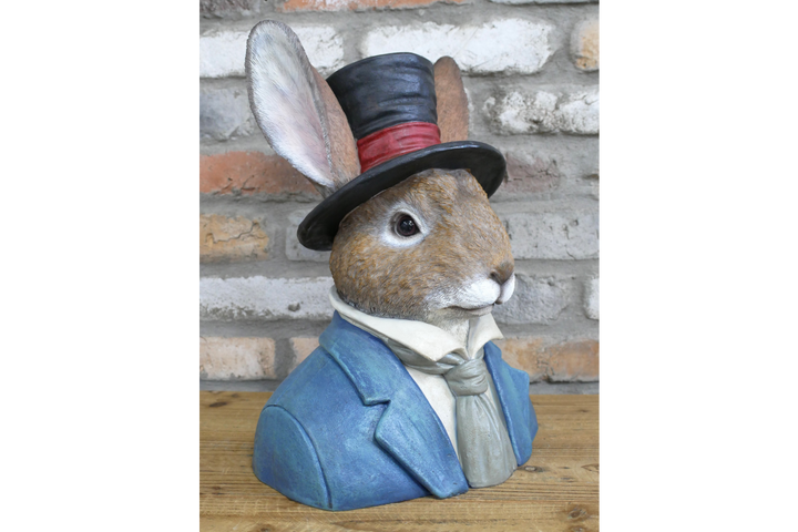 Rabbit Bust Resin Ornament Wearing Suit and Hat – quirky Home Décor
