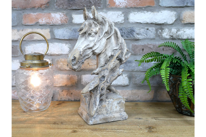 Rustic Horse Head Bust Sculpture MGO indoor/Outdoor Ornament free standing Decor