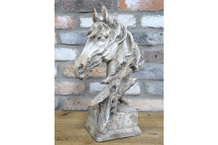 Rustic Horse Head Bust Sculpture MGO indoor/Outdoor Ornament free standing Decor
