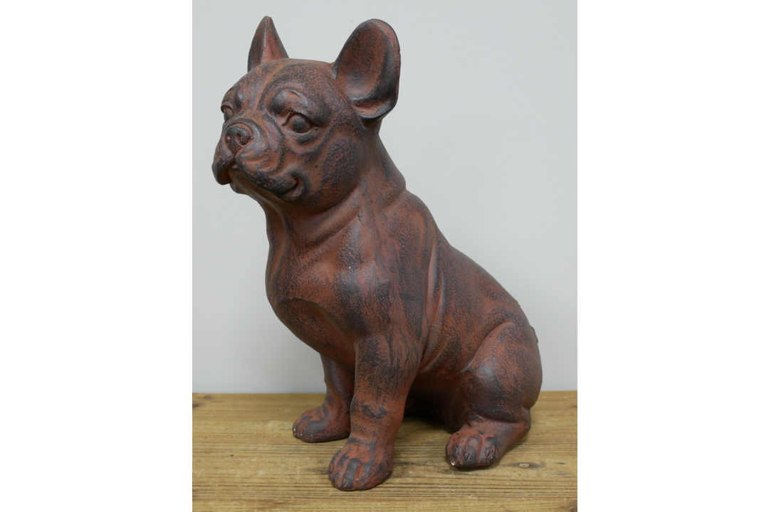 French Bulldog Sitting Dog Ornament Rustic Resin Decorative Statue brown & black