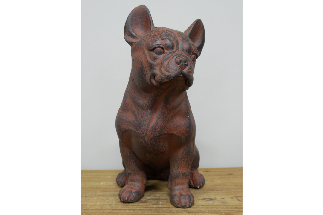 French Bulldog Sitting Dog Ornament Rustic Resin Decorative Statue brown & black
