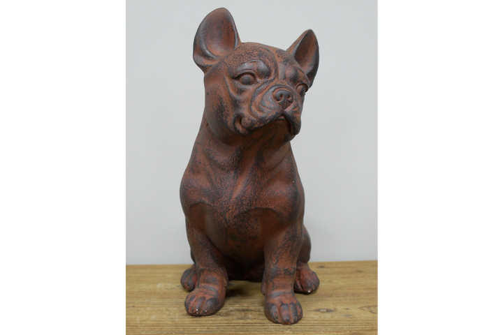 French Bulldog Sitting Dog Ornament Rustic Resin Decorative Statue brown & black