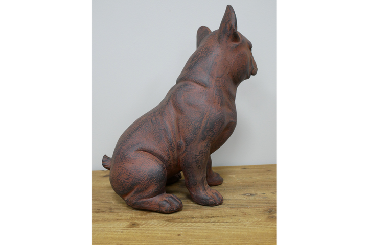 French Bulldog Sitting Dog Ornament Rustic Resin Decorative Statue brown & black