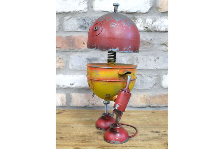 38cm Metal Robot Figurine Retro red & yellow Robot  Ornament Industrial Décor
