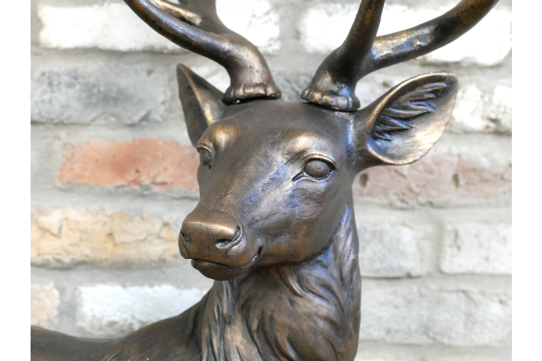 Large Laying Deer Decorative Sculpture Elegant Rustic Home decor
