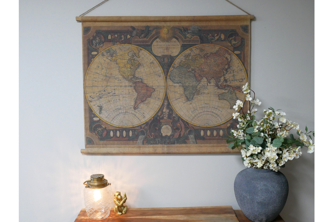 World Map Canvas Wall Art – Large Modern Wall Hanging Home & Office Décor