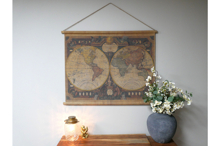 World Map Canvas Wall Art – Large Modern Wall Hanging Home & Office Décor