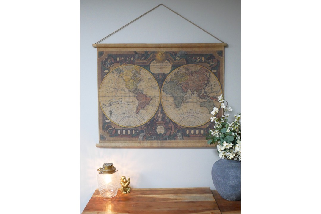 World Map Canvas Wall Art – Large Modern Wall Hanging Home & Office Décor