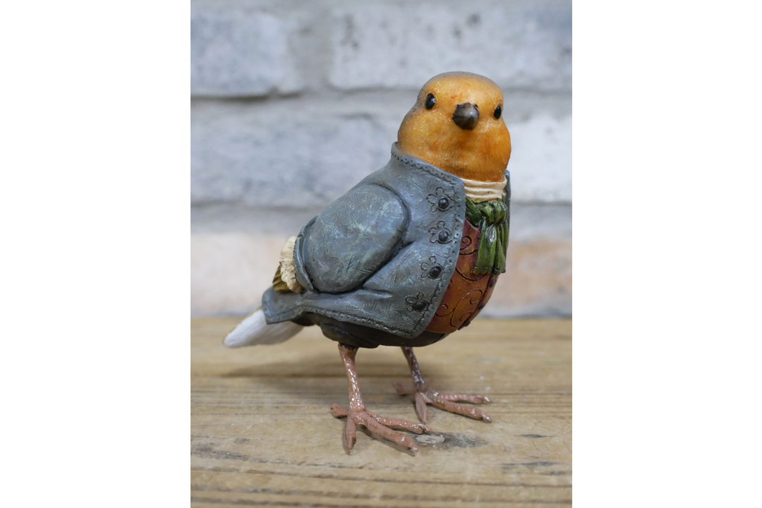 Robin in Suit Dapper Bird Ornament Figurine Home Decor made of resin collectible