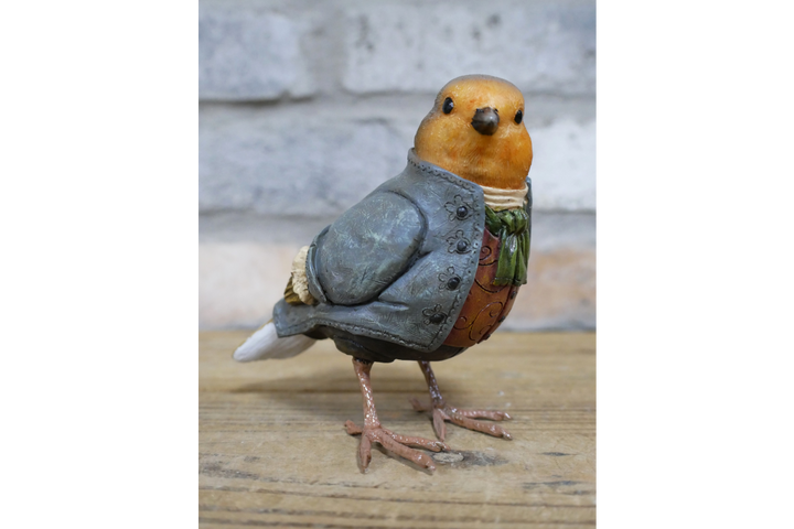 Robin in Suit Dapper Bird Ornament Figurine Home Decor made of resin collectible