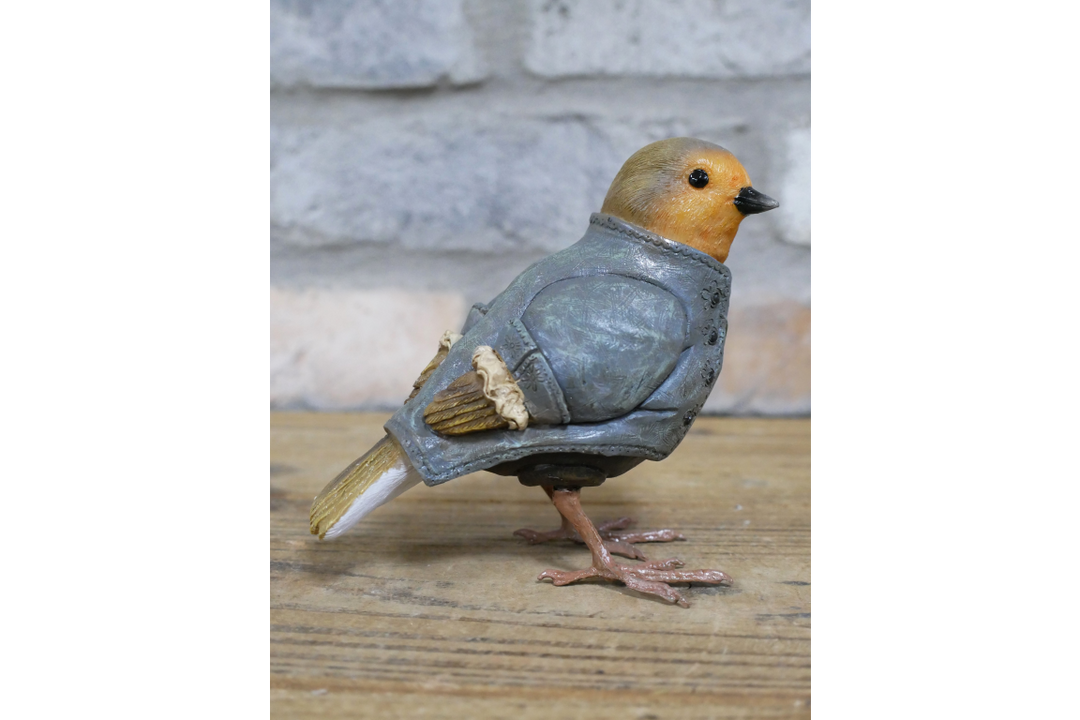 Robin in Suit Dapper Bird Ornament Figurine Home Decor made of resin collectible