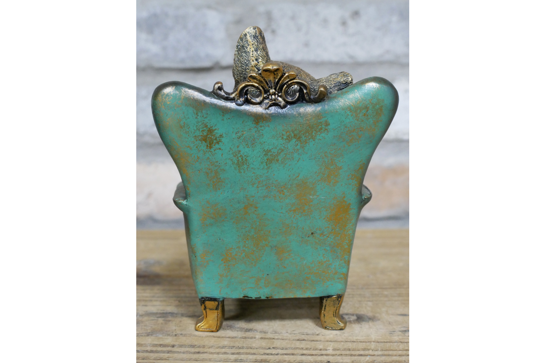 Highland Cow/dog sitting on Chair Antique Finish Figurine Resin Ornament