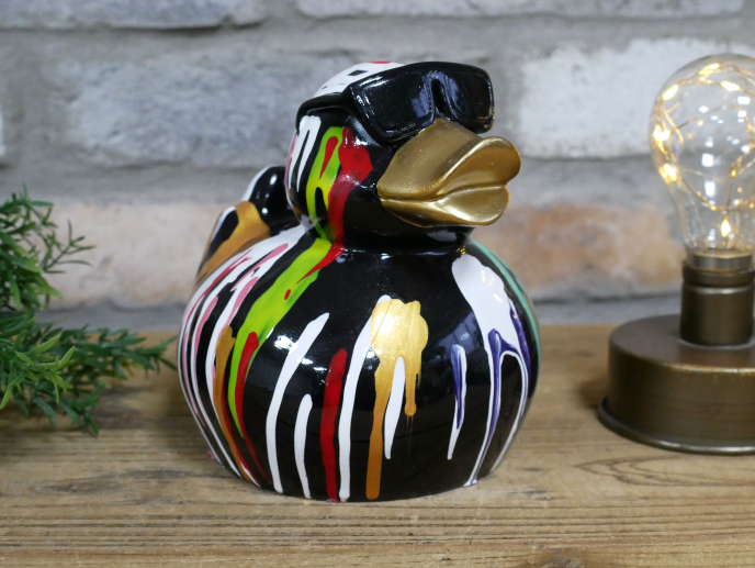Cool Duck Resin Ornament with Multicolour Splash and Sunglasses