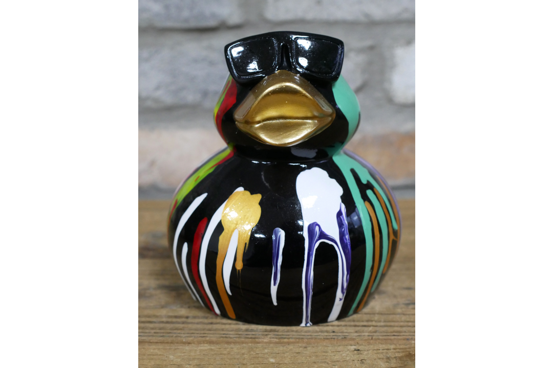 Cool Duck Resin Ornament with Multicolour Splash and Sunglasses