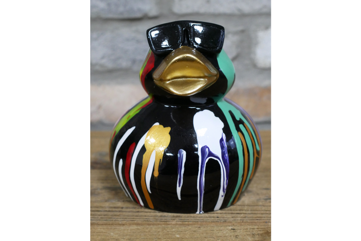 Cool Duck Resin Ornament with Multicolour Splash and Sunglasses