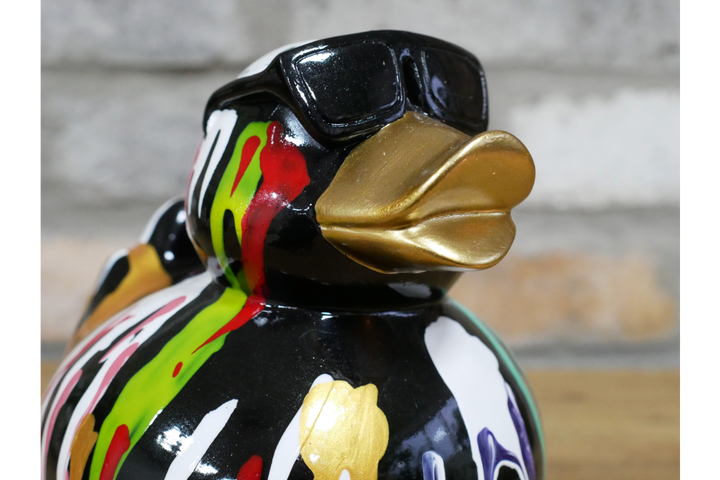 Cool Duck Resin Ornament with Multicolour Splash and Sunglasses