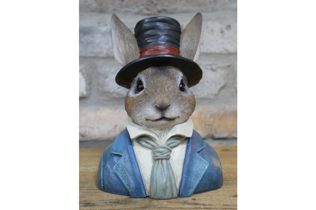 Rabbit Bust Resin Ornament Wearing Suit and Hat – quirky Home Décor