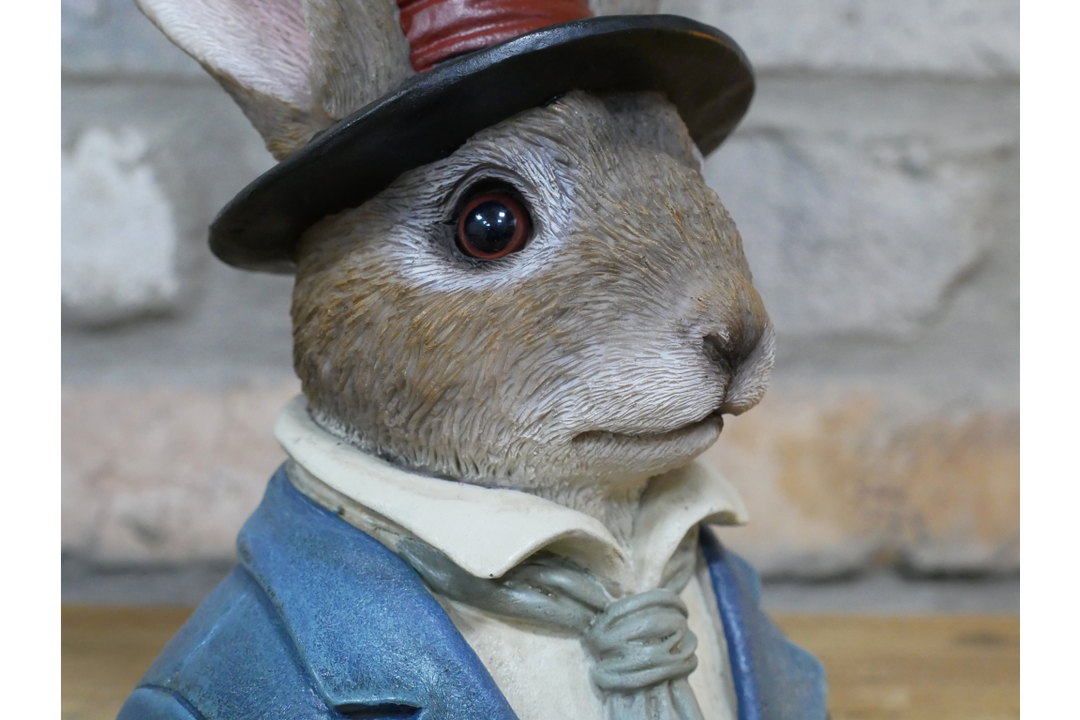Rabbit Bust Resin Ornament Wearing Suit and Hat – quirky Home Décor