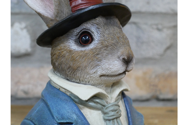 Rabbit Bust Resin Ornament Wearing Suit and Hat – quirky Home Décor