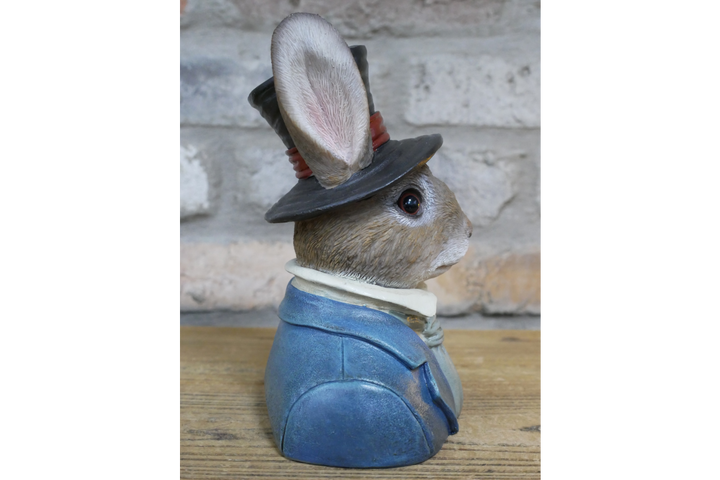 Rabbit Bust Resin Ornament Wearing Suit and Hat – quirky Home Décor