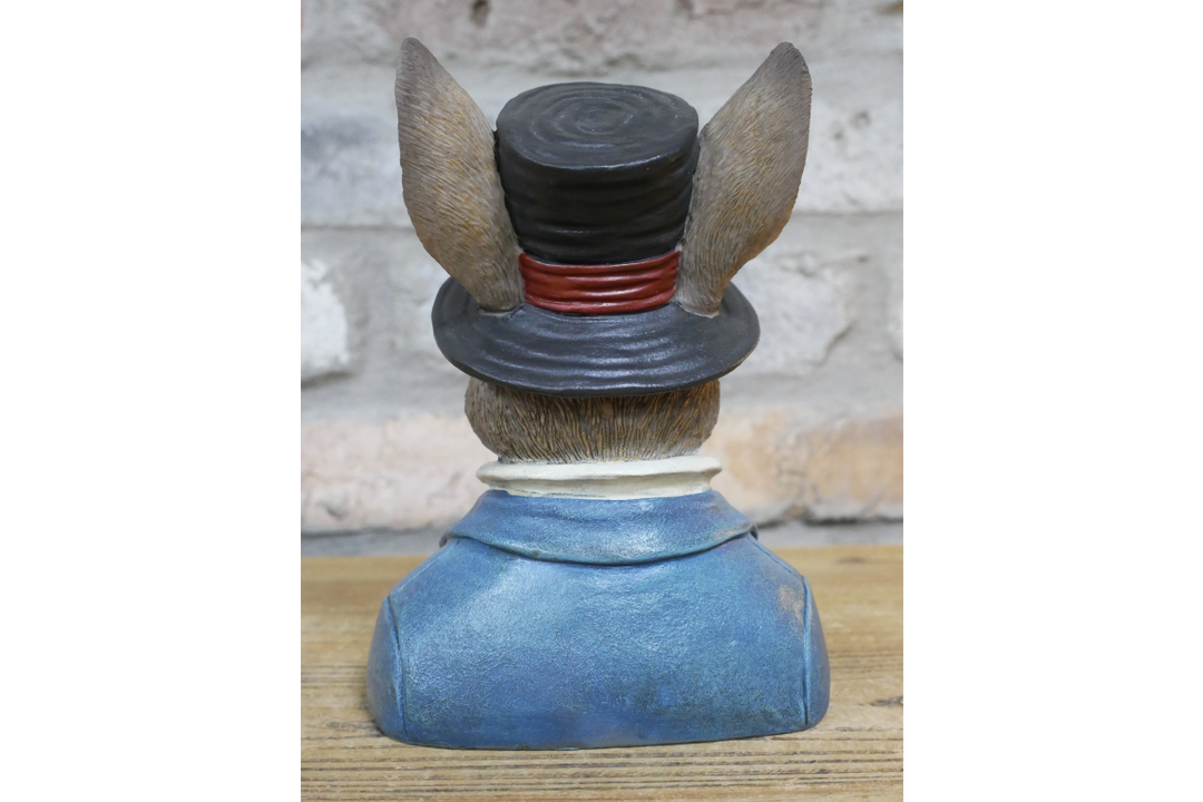Rabbit Bust Resin Ornament Wearing Suit and Hat – quirky Home Décor
