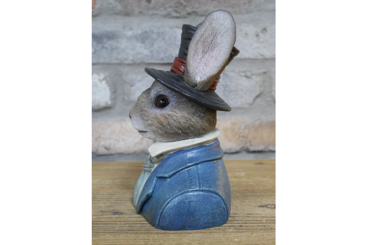 Rabbit Bust Resin Ornament Wearing Suit and Hat – quirky Home Décor