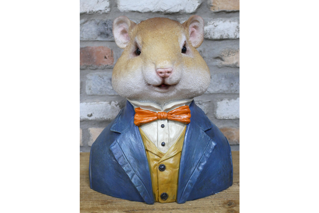 Mouse Bust Resin Ornament in Suit, Quirky Animal Home Décor Figurine