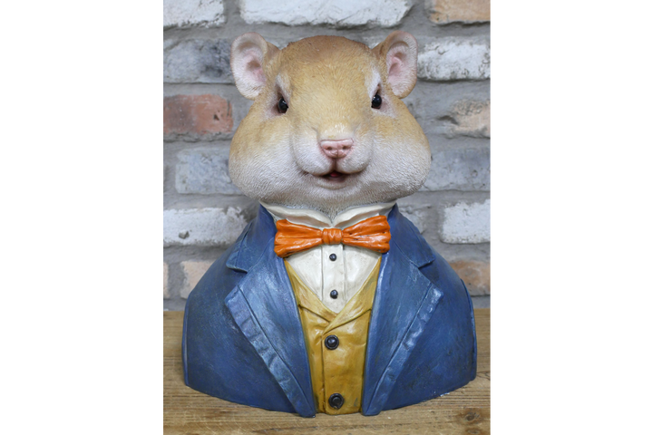 Mouse Bust Resin Ornament in Suit, Quirky Animal Home Décor Figurine
