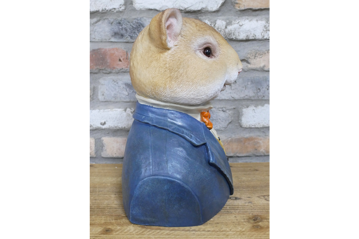 Mouse Bust Resin Ornament in Suit, Quirky Animal Home Décor Figurine
