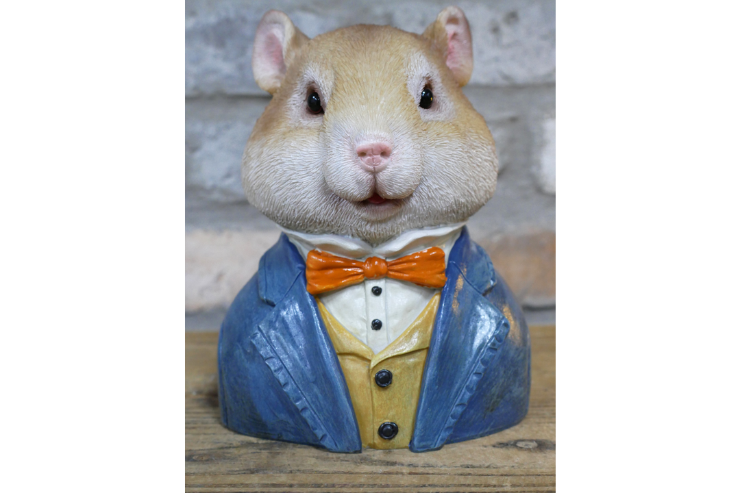 Mouse Bust Resin Ornament in Suit, Quirky Animal Home Décor Figurine