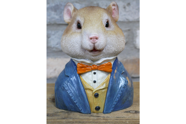 Mouse Bust Resin Ornament in Suit, Quirky Animal Home Décor Figurine