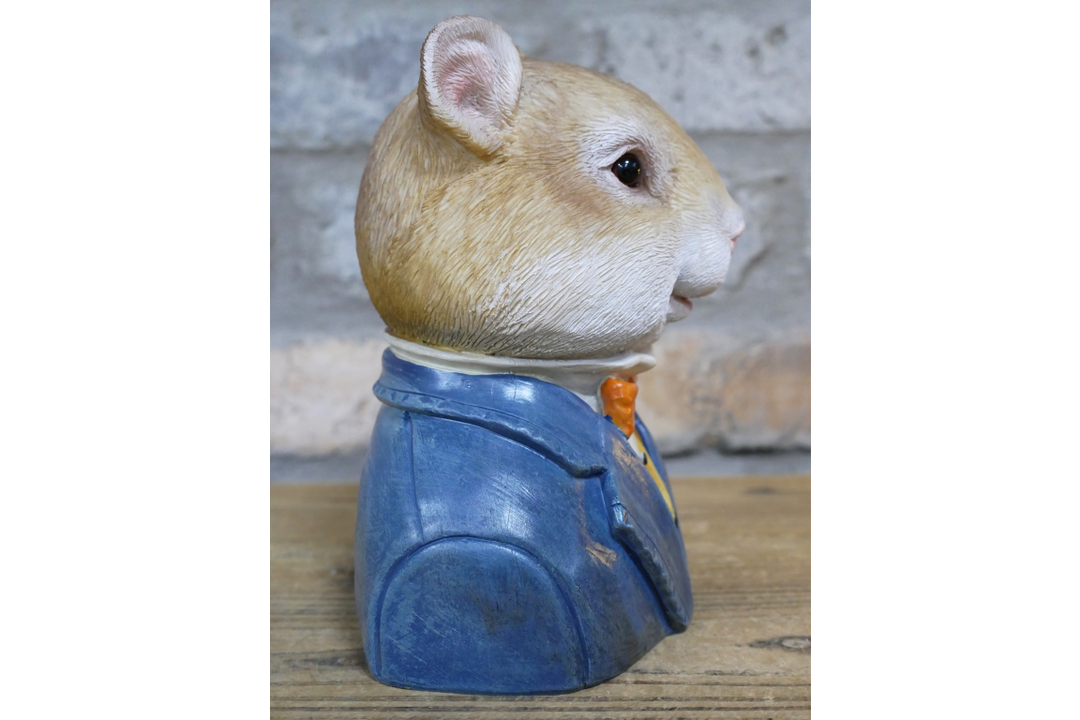 Mouse Bust Resin Ornament in Suit, Quirky Animal Home Décor Figurine