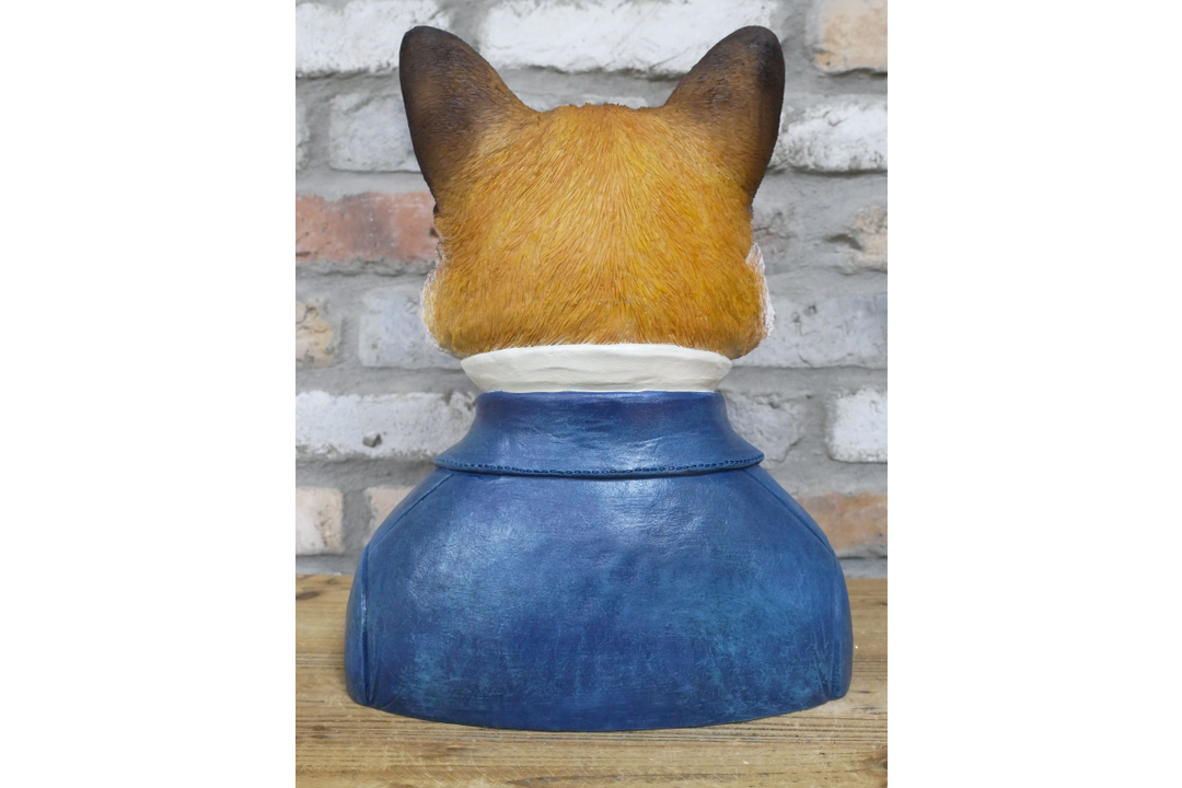 Dapper Fox Bust Resin Figurine in Suit Quirky Home Decor Ornament